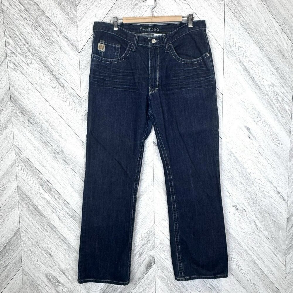 Cinch Denton Bootcut Denim Blue Jeans Mens 36x32 Western Cowboy Ranch Rodeo Farm